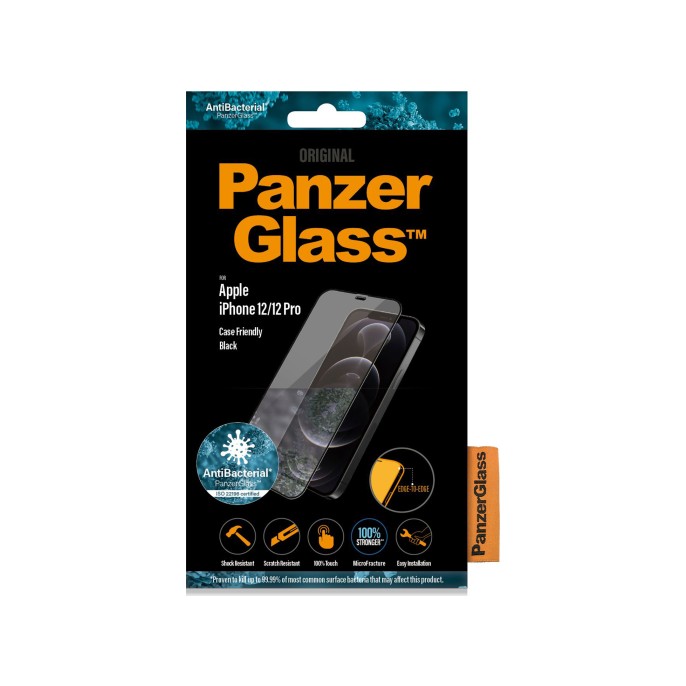 Panzerglass case friendly screenprotector iphone 12 (pro) - zwart