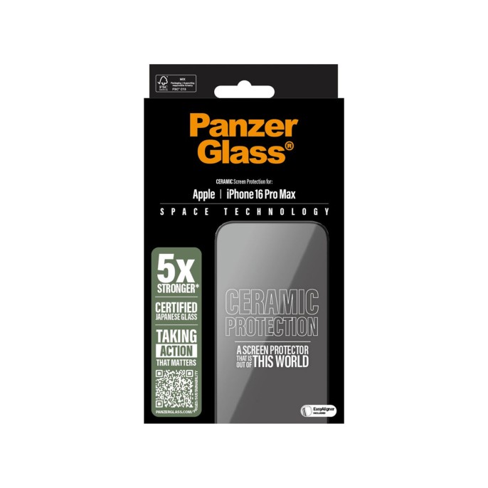 Panzerglass ceramic screenprotector met applicator iphone 16 pro max