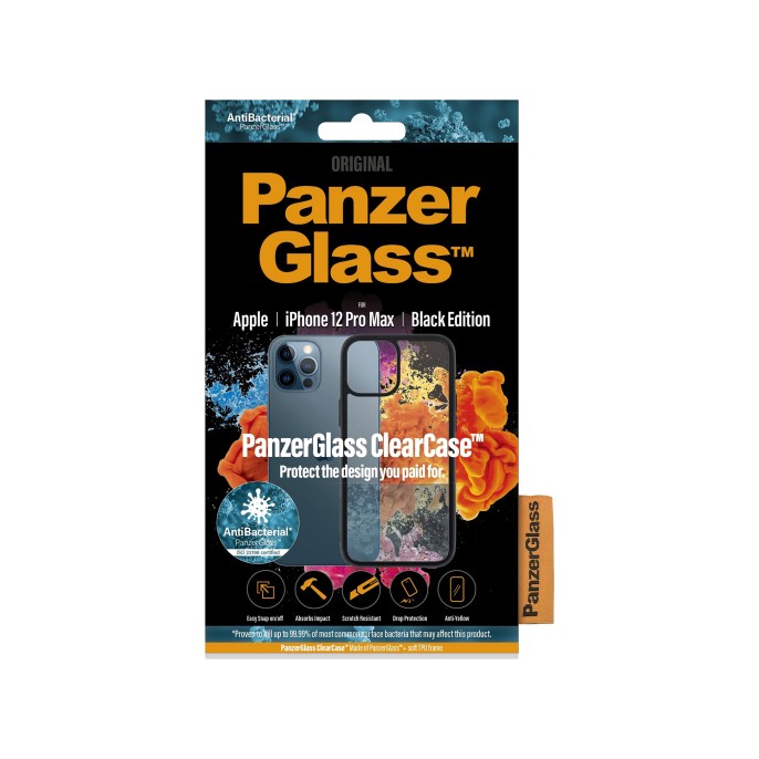 Panzerglass clearcase antibacterial iphone 12 pro max - zwart