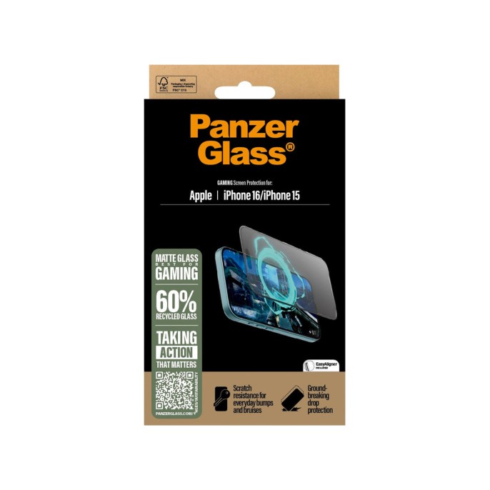 Panzerglass gaming screenprotector ultra wide fit met applicator iphone 16