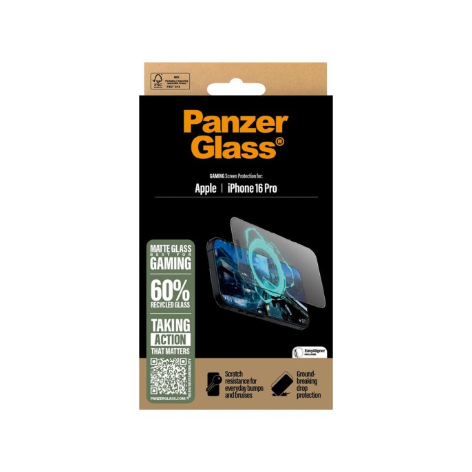 Panzerglass gaming screenprotector ultra wide fit met applicator iphone 16 pro