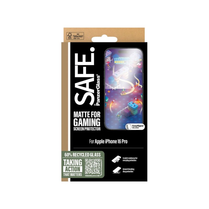 Safe by panzerglass gaming screenprotector ultra wide fit met applicator iphone 16 pro