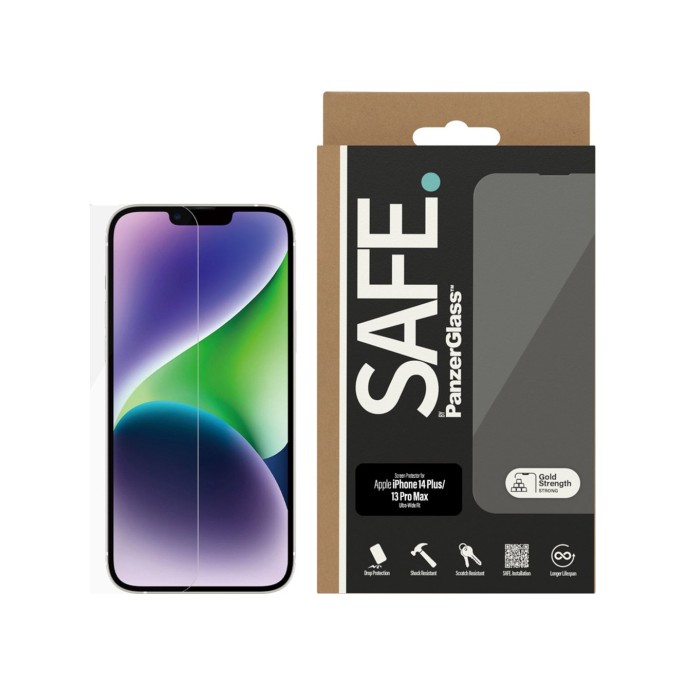 Panzerglass safe ultra-wide fit screenprotector iphone 14 plus / 13 pro max