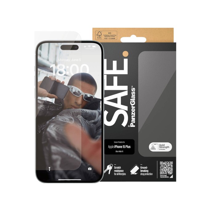 Panzerglass safe ultra-wide fit screenprotector iphone 15 plus