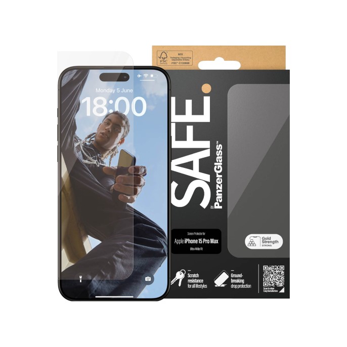 Panzerglass safe ultra-wide fit screenprotector iphone 15 pro max