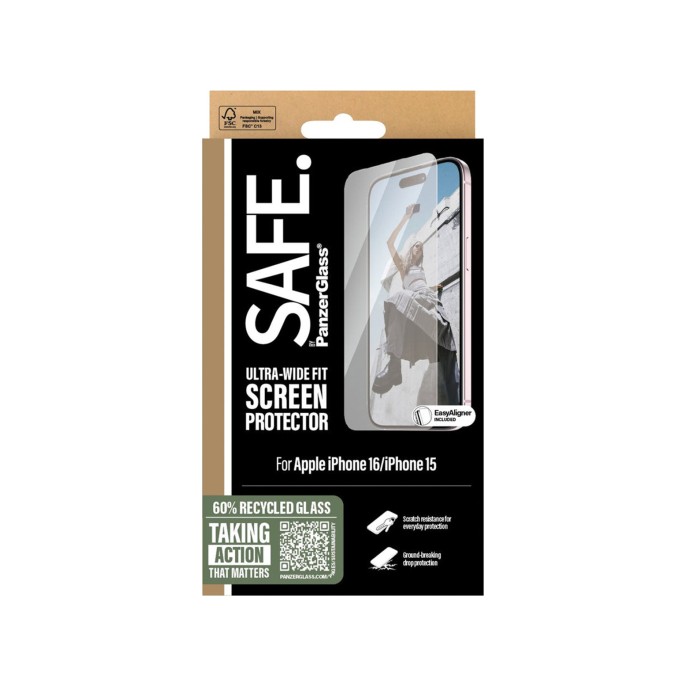 Panzerglass safe ultra-wide fit screenprotector iphone 16