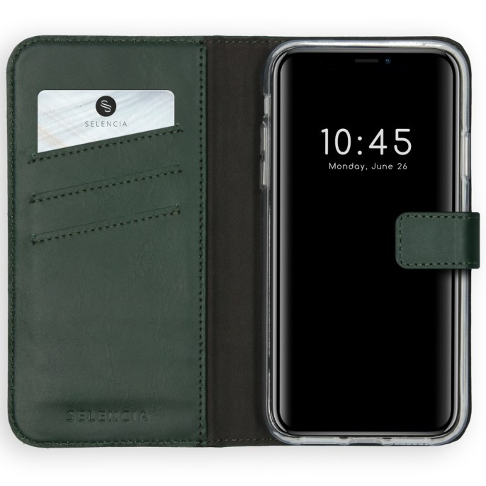 Selencia echt lederen bookcase iphone 11 - groen