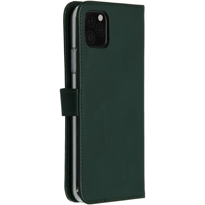 Selencia echt lederen bookcase iphone 11 pro max - groen