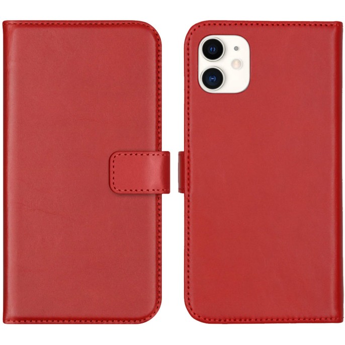 Selencia echt lederen bookcase iphone 11 - rood