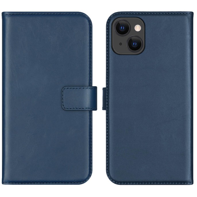 Selencia echt lederen bookcase iphone 13 - blauw