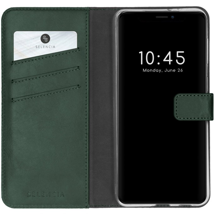 Selencia echt lederen bookcase iphone 13 - groen