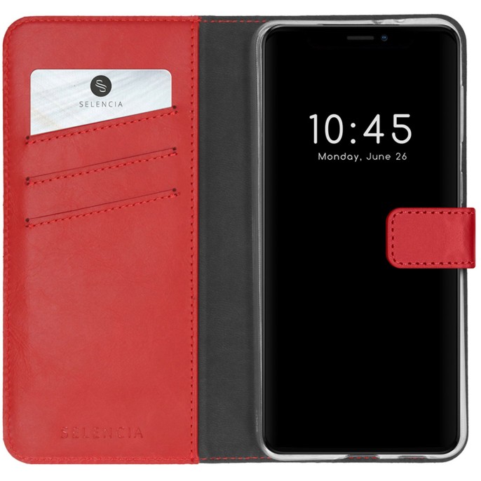 Selencia echt lederen bookcase iphone 13 mini - rood