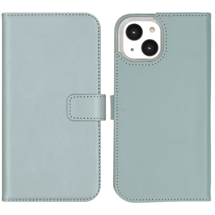 Selencia echt lederen bookcase iphone 14 - air blue