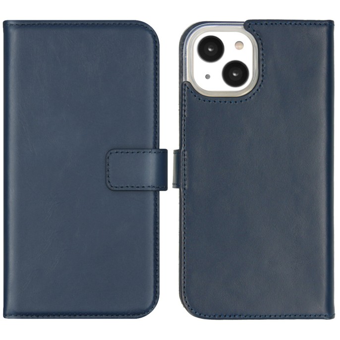 Selencia echt lederen bookcase iphone 14 - blauw