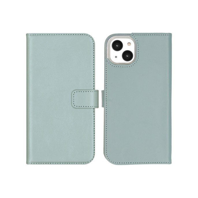 Selencia echt lederen bookcase iphone 14 plus - air blue