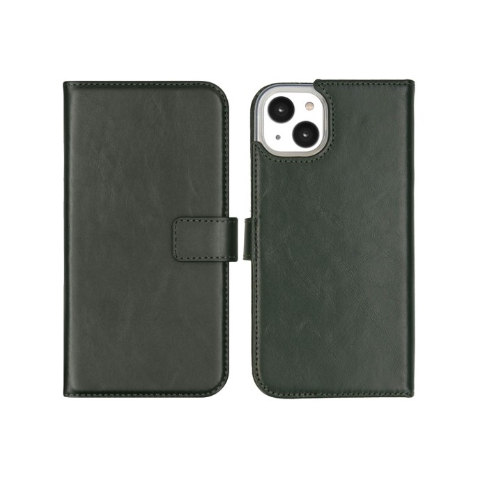 Selencia echt lederen bookcase iphone 14 plus - groen