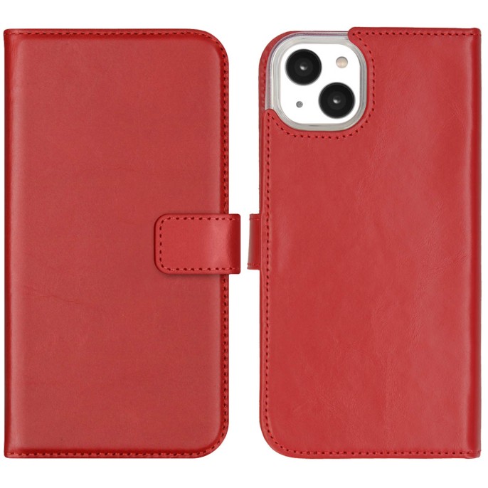 Selencia echt lederen bookcase iphone 14 plus - rood