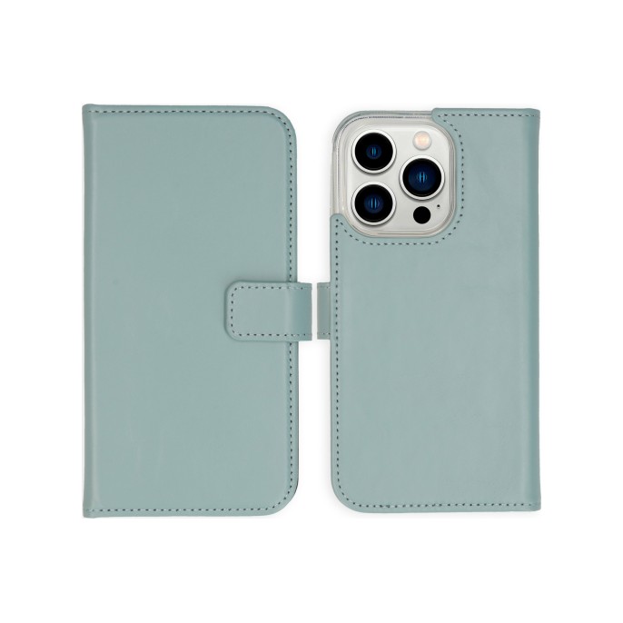 Selencia echt lederen bookcase iphone 14 pro - air blue