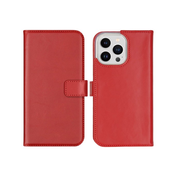 Selencia echt lederen bookcase iphone 14 pro max - rood