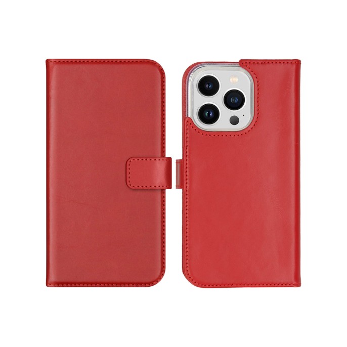 Selencia echt lederen bookcase iphone 14 pro - rood