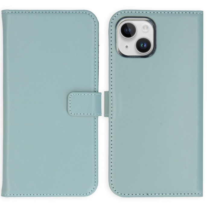 Selencia echt lederen bookcase iphone 15 - air blue