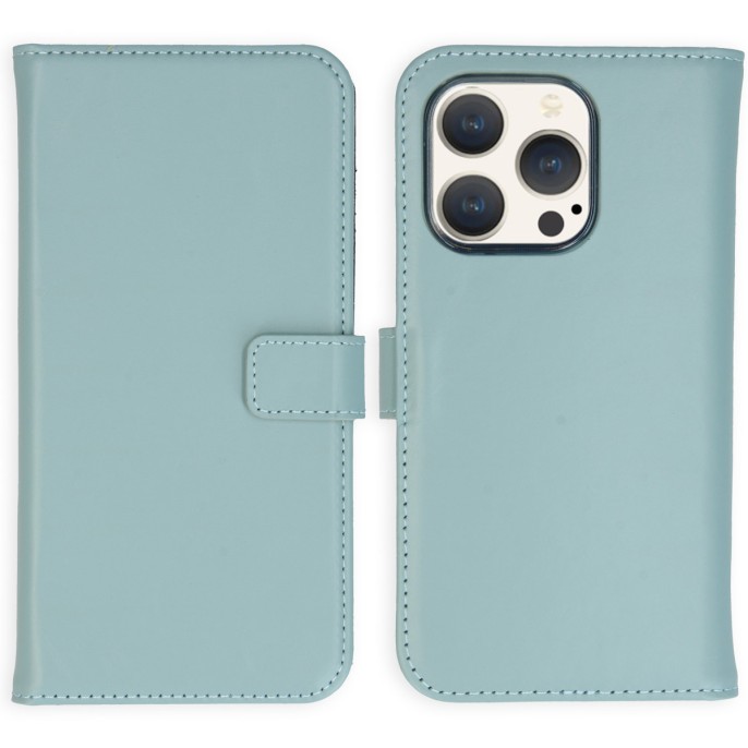 Selencia echt lederen bookcase iphone 15 pro - air blue