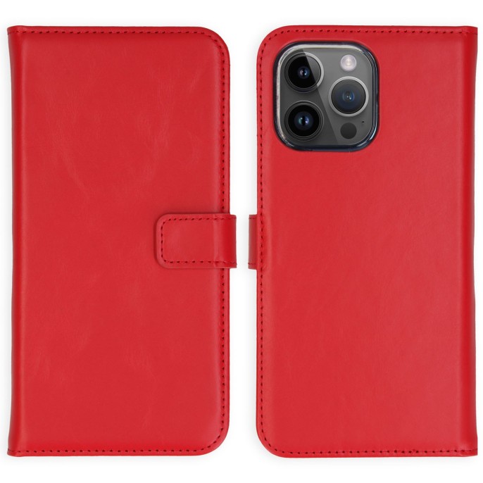 Selencia echt lederen bookcase iphone 15 pro max - rood