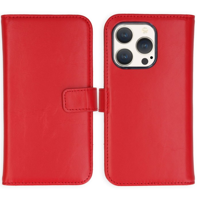 Selencia echt lederen bookcase iphone 15 pro - rood