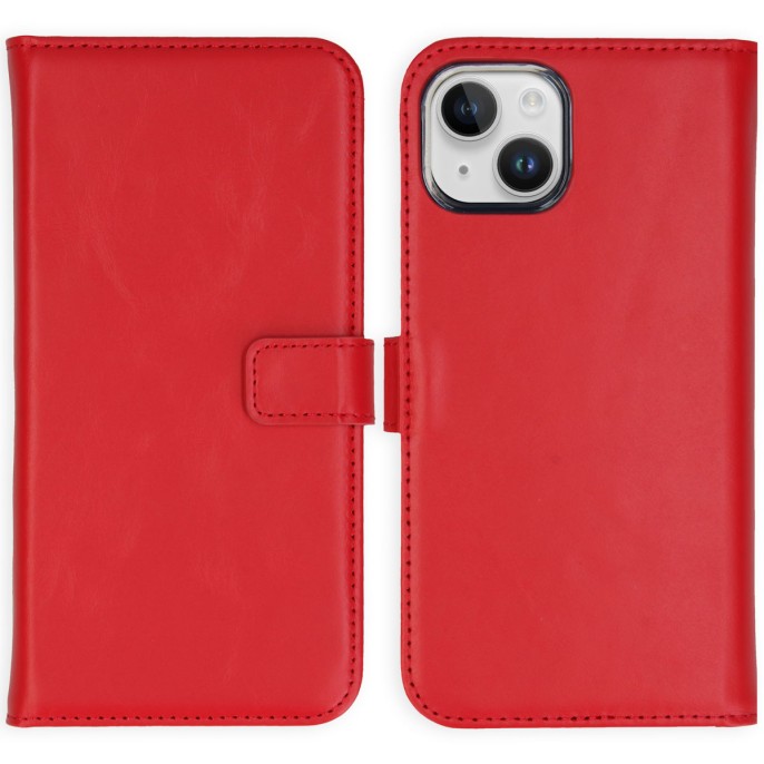 Selencia echt lederen bookcase iphone 15 - rood