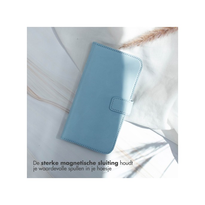 Selencia echt lederen bookcase iphone 16 - air blue