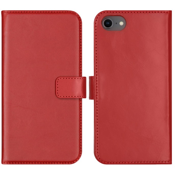 Selencia echt lederen bookcase iphone se (2022 / 2020) / 8 / 7 / 6(s) - rood