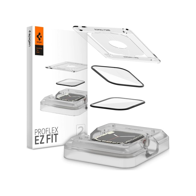 Spigen pro flex ez fit screenprotector met applicator apple watch series 7/8/9 - 41 mm - transparant