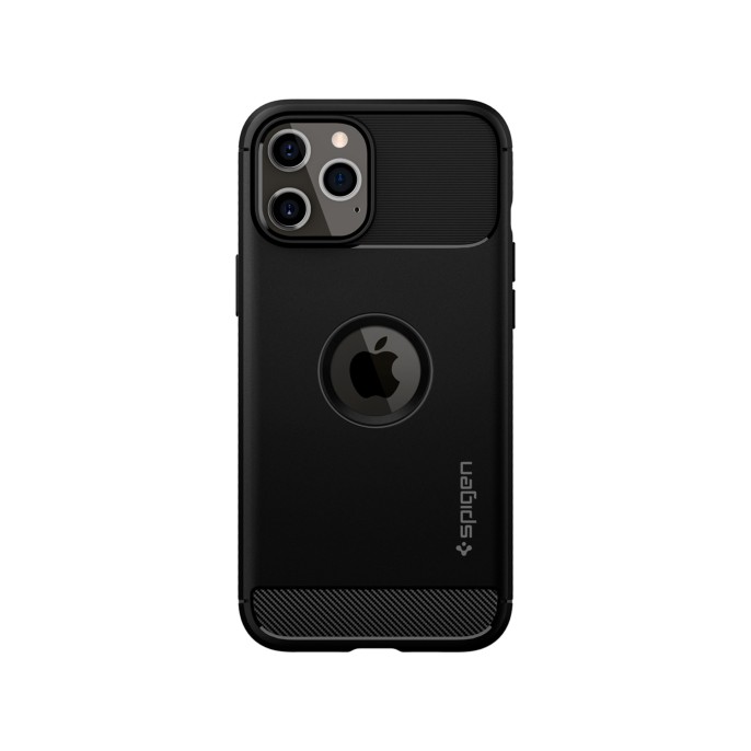 Spigen rugged armor backcover iphone 12 (pro) - zwart