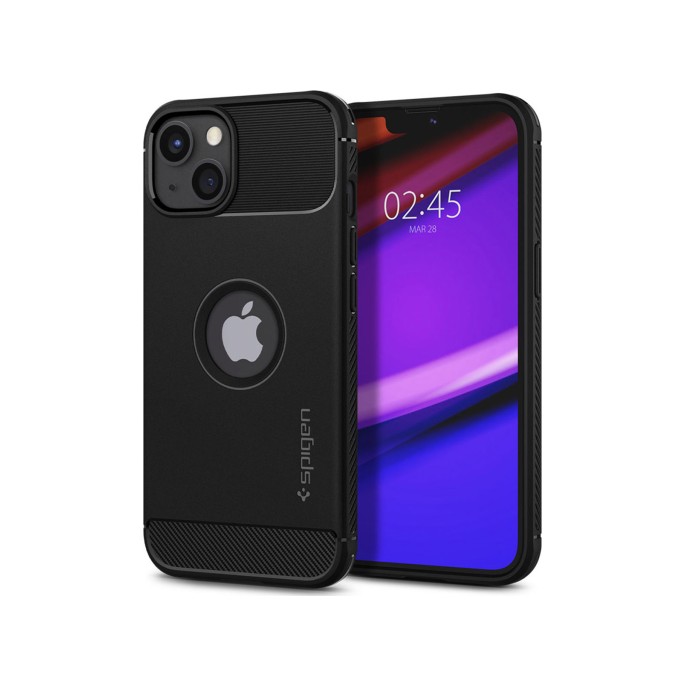 Spigen rugged armor backcover iphone 13 mini - zwart