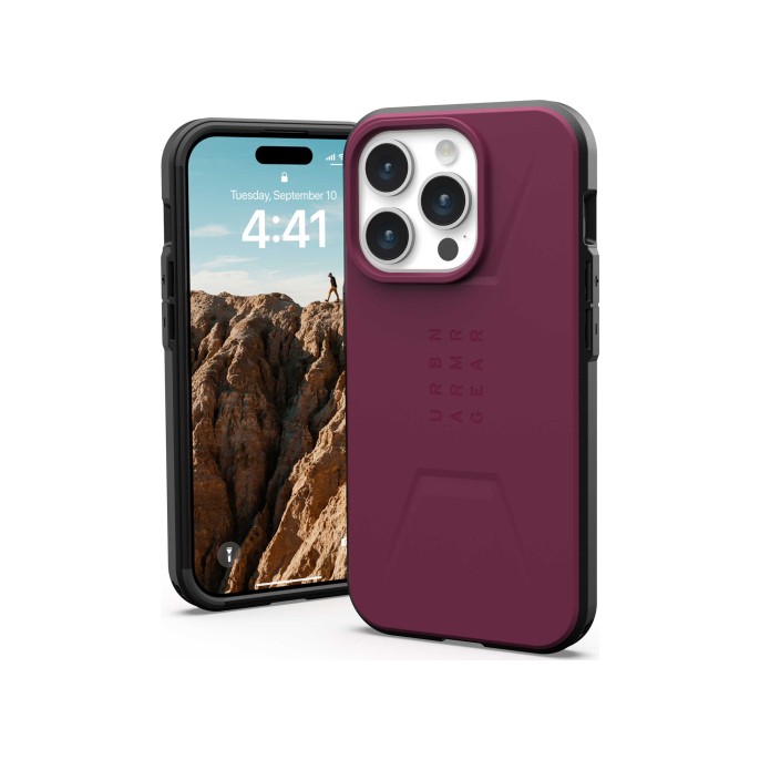 Uag civilian backcover magsafe iphone 15 pro - bordeaux